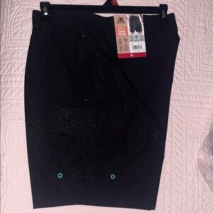 ZeroXposur Black Swim Trunks with Teal Eyelets